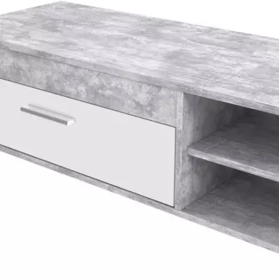 Meuble TV Pilvi - Blanc et béton clair - Éco-friendly - L 120 x P 42,1 x H 31,8 cm