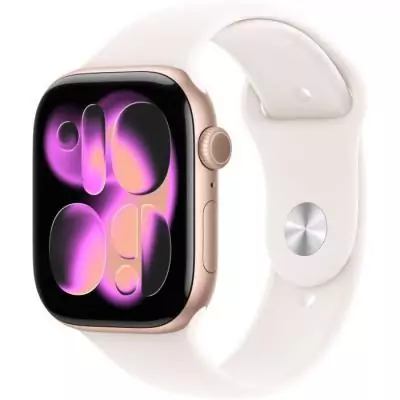 Apple Watch Series 11&nbsp;GPS + Cellular - 46mm&nbsp;- Boîtier Rose Gold Aluminium - Bracelet Light Blush Sport Band - S/M