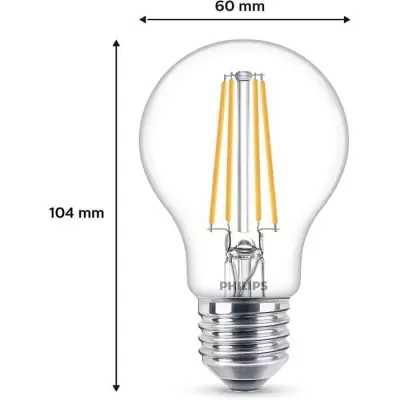 Philips: 6 ampoules E27 LED transparentes 60W, blanc chaud