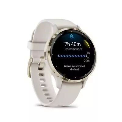 Montre GPS connectée Venu 3S GARMIN, 30,4mm (1,2), Acier Soft Gold, boîtier ivoire et bracelet en silicone ivoire