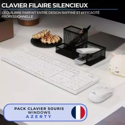Pack clavier souris filaire - 15 touches de raccourcis multimédias - BLUESTORK - Media Office - PACK-MEDIA-OFFW/FR - AZERTY