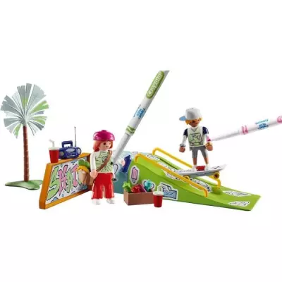 Ensemble de skate PLAYMOBIL avec rampe et crayons Crayola Ensemble de skate PLAYMOBIL avec rampe et crayons Crayola