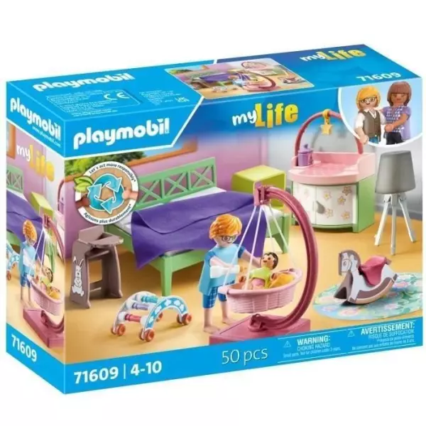 PLAYMOBIL 71609 Chambre de parents avec berceau suspendu, Maison d'architecte, My Life, 50 pieces, Des 4 ans
