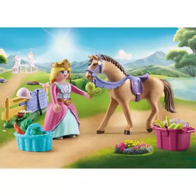 Figurine Princesse Cavalier avec Cheval - Univers Miniature Figurine Princesse Cavalier avec Cheval - Univers Miniature