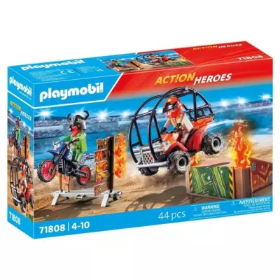 Duo de cascadeurs avec quad et moto - Univers miniature dynamique Duo de cascadeurs avec quad et moto - Univers miniature dynamique