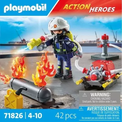Playmobil 71826: Pompier, pompe à eau & réservoir enflammé Playmobil 71826: Pompier, pompe à eau & réservoir enflammé