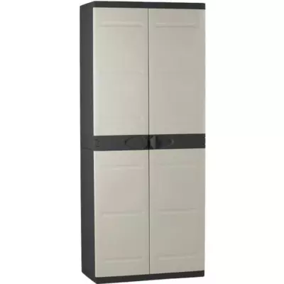 Armoire haute avec étagères PLASTIKEN Titanium - 70 x 44 x 176 cm - Beige et Noir
