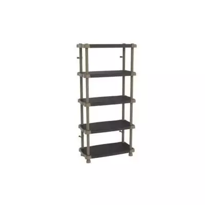 Étagère haute PLASTIKEN TITANIUM - 5 plateaux bi-couleur - Noir et Taupe