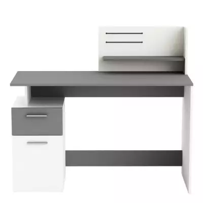 Bureau contemporain Platon - Blanc/Gris - L121.5 x H109.7 x P55.1 cm