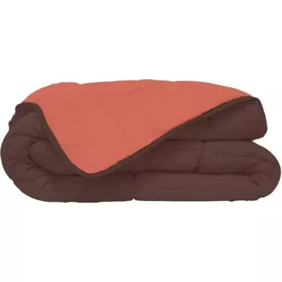 Couette chaude microfibre 220x240 cm Chocolat & Corail