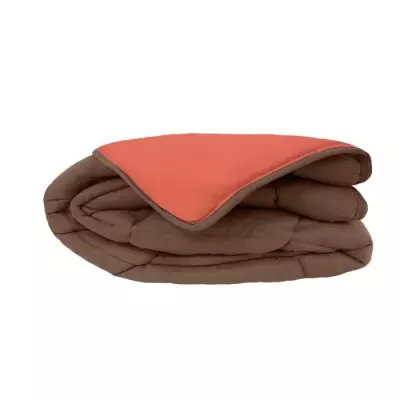 Couette chaude microfibre 220x240 cm Chocolat & Corail
