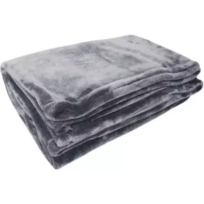 Couverture microflanelle 220x240 cm gris - Confort et chaleur assurés