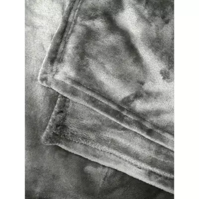 Couverture microflanelle 220x240 cm gris - Confort et chaleur assurés