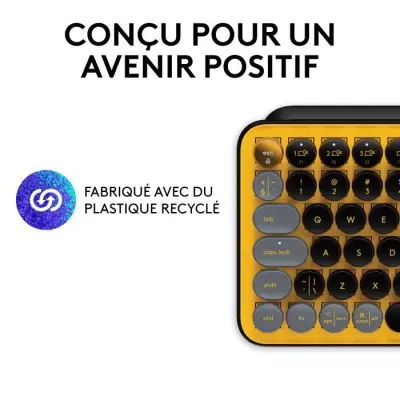 Clavier Logitech Pop Keys Mécanique Jaune - Touche Emoji - AZERTY Clavier Logitech Pop Keys Mécanique Jaune - Touche Emoji - AZERTY