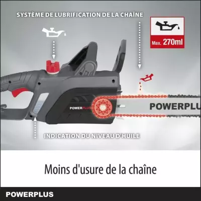 Tronçonneuse Électrique Powerplus - 2200 W, Guide 400 mm