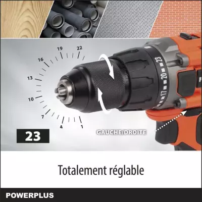 Perceuse visseuse sans fil 20V 50Nm - DUAL POWER POWDP15100
