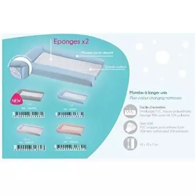 Matelas à langer amovible - Blanc - 42 x 70 cm