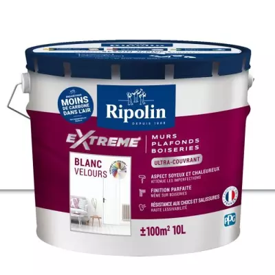 Peinture Extreme murs et plafonds 10L - Blanc velours RIPOLIN