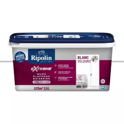 Peinture Extreme RIPOLIN 2,5L - Blanc velours | Longueur: 22cm Largeur: 39cm Hauteur: 27cm