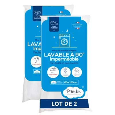 Lot de 2 Protèges matelas Bébé 60x120 cm - Imperméable et Respirant