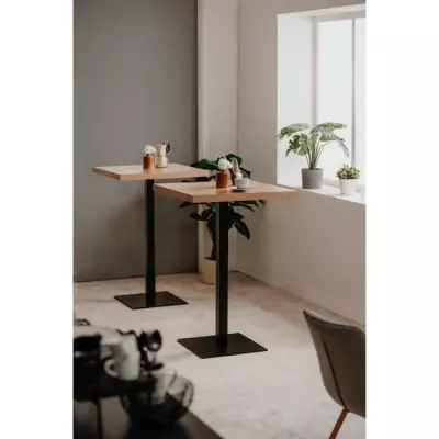 Table à manger 4 personnes QUADRATO - Chêne et noir - L70 x H75 x P70 cm