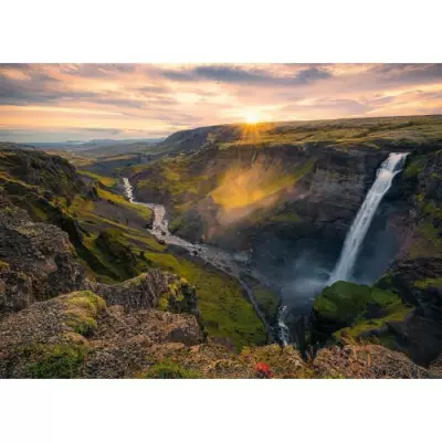 Puzzle de qualité supérieure Ravensburger 1000p - La cascade Háifoss, Islande - Pour adultes & enfants dès 14 ans