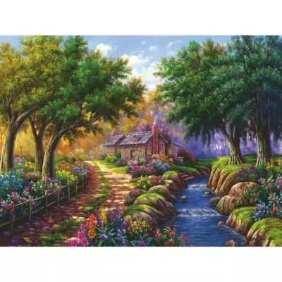 Puzzle Ravensburger 1500p Cottage au bord de la rivière - Qualité supérieure - 80x60cm