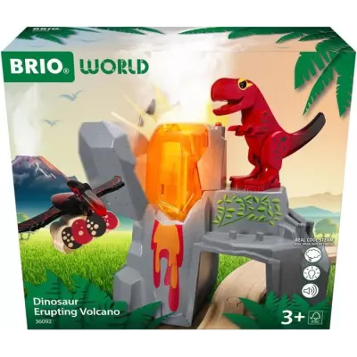 Brio Volcan en Eruption Dinosaure - Accessoire pour Circuit de Train - Action de Jeu sans Pile - 3 Ans