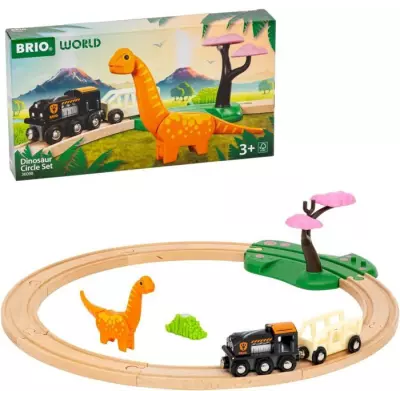 Circuit Dinosaure BRIO - Coffret Complet 12 pièces - Action de Jeu sans Pile