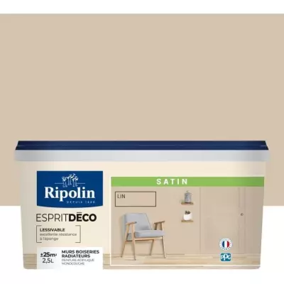 Peinture RIPOLIN ESPRIT DECO satin 2,5L - Multisupports polyvalent