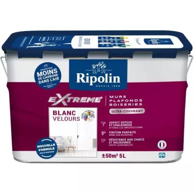 Peinture Extreme murs et plafonds blanc velours RIPOLIN - 5 L