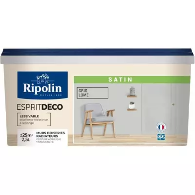 Peinture RIPOLIN ESPRIT DECO GRIS LOME SATIN 2.5L - Made in France