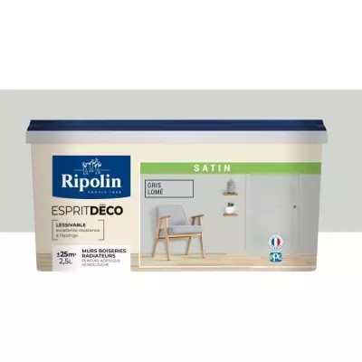 Peinture RIPOLIN ESPRIT DECO GRIS LOME SATIN 2.5L - Made in France