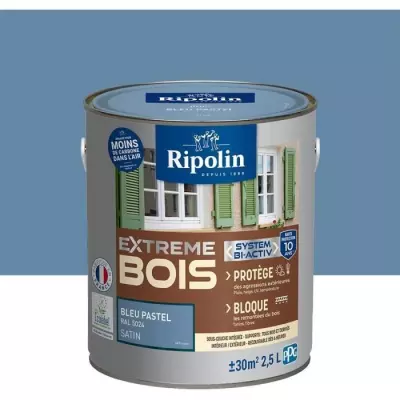 Peinture Extreme bois - Bleu pastel RAL 5024 satin - 2,5L RIPOLIN