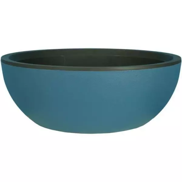 Bac a fleurs rond RIVIERA COUPE GRANIT - Plastique - Diametre 40 cm - Bleu