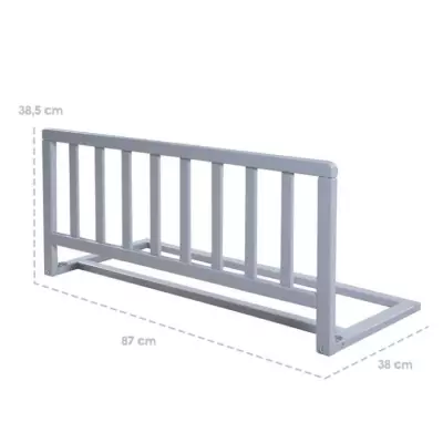 Barrière de Lit en Bois 90 cm ROBA - Gris, Protection Anti-Chute