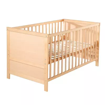 Lit Bébé Évolutif 70x140 - ROBA - Réglable en Hauteur - Bois Naturel