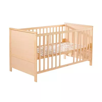 Lit Bébé Évolutif 70x140 - ROBA - Réglable en Hauteur - Bois Naturel