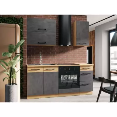 Meuble d'angle ROCK - Chêne Lancelot et Gris Matera - 1 porte - L89 x H84 cm