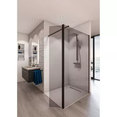 Paroi de douche en kit AURYS Baleares Grey - Verre Timeless 8mm - L.140cm x H.198cm
