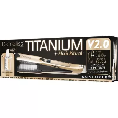 Coffret lisseur vapeur TITANIUM V2 ELIXIR RITUAL DEMELISS - 5 niveaux de température