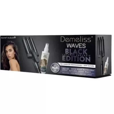 Coffret Fer à Boucler Saint Algue DEMELISS WAVES BLACK + Spray Wavy 150ml