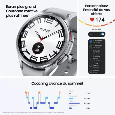 Montre Samsung Galaxy Watch6 Classic 43mm Argent 4G - Connectée & Intelligente