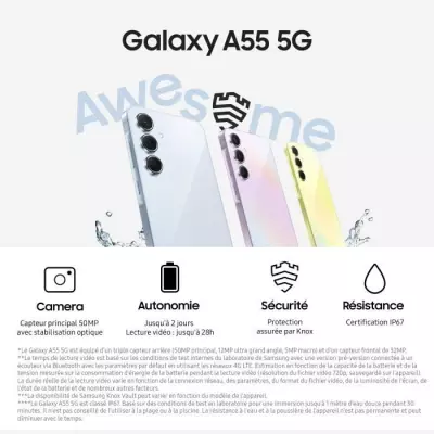 Samsung Galaxy A55 Smartphone 128 Go 5G Bleu: Plus responsable, plus facilement réparable!