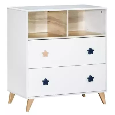 Ensemble Chambre Bébé Duo OSLO - Lit 120x60 + Commode à langer étoiles