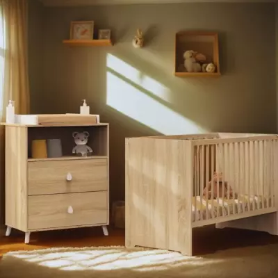 Ensemble Chambre Bébé Duo MONTANA - Lit 120x60 + Commode à langer 2 tiroirs