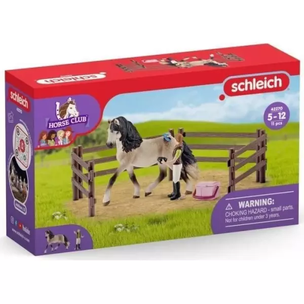 Kit de soin pour chevaux andaloux, coffret schleich avec 9 éléments dont 1 cheval schleich inclus, coffret figurines pour enfa