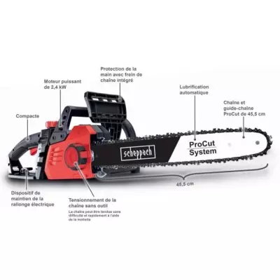 Tronçonneuse électrique SCHEPPACH CSE2600 - Puissante 2400W