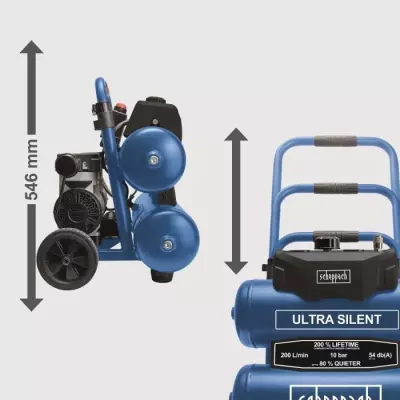 Compact et puissant: Compresseur d'air ultra-silencieux 20L Scheppach