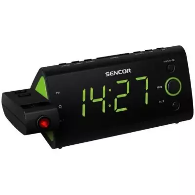 Radio-réveil - SENCOR - SRC 330 GN - Ecran LED 1,2? vert - Tuner FM - Projection heure - Noir